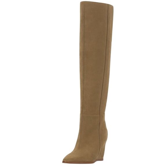 Vince Camuto Womens Tiasie Over the Knee Wedge Boots US 11 M Tan Suede NWOB - Picture 1 of 11